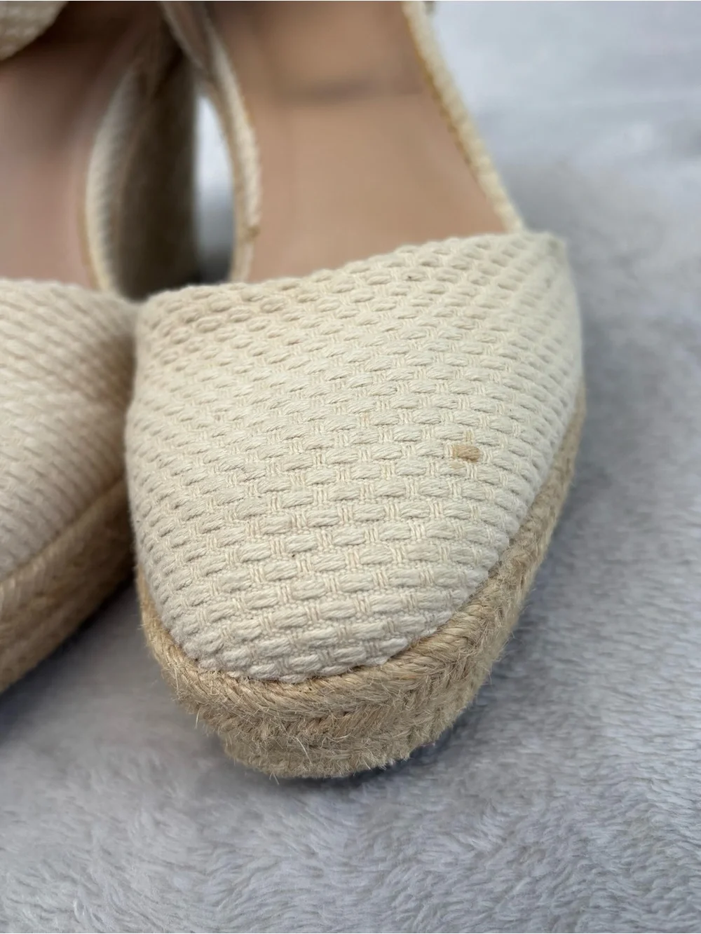 A New Day Women's Olivia Rounded Toe Espadrille Wedge Pumps, Cream Size 7 READ